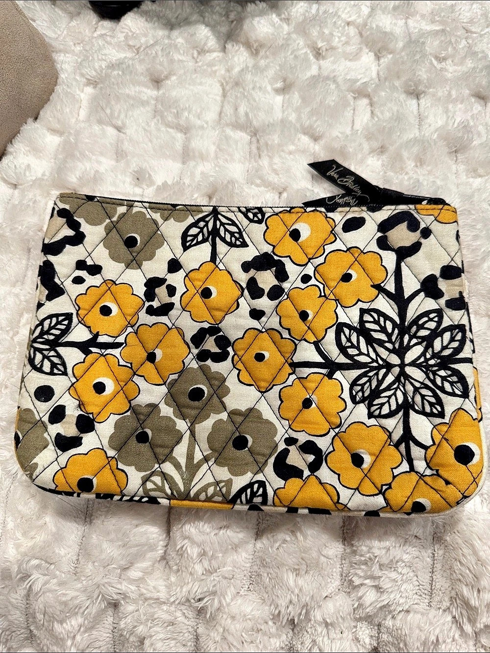 Vera Bradley Cosmetic Pouch in Yellow poppy, Yellow & Black